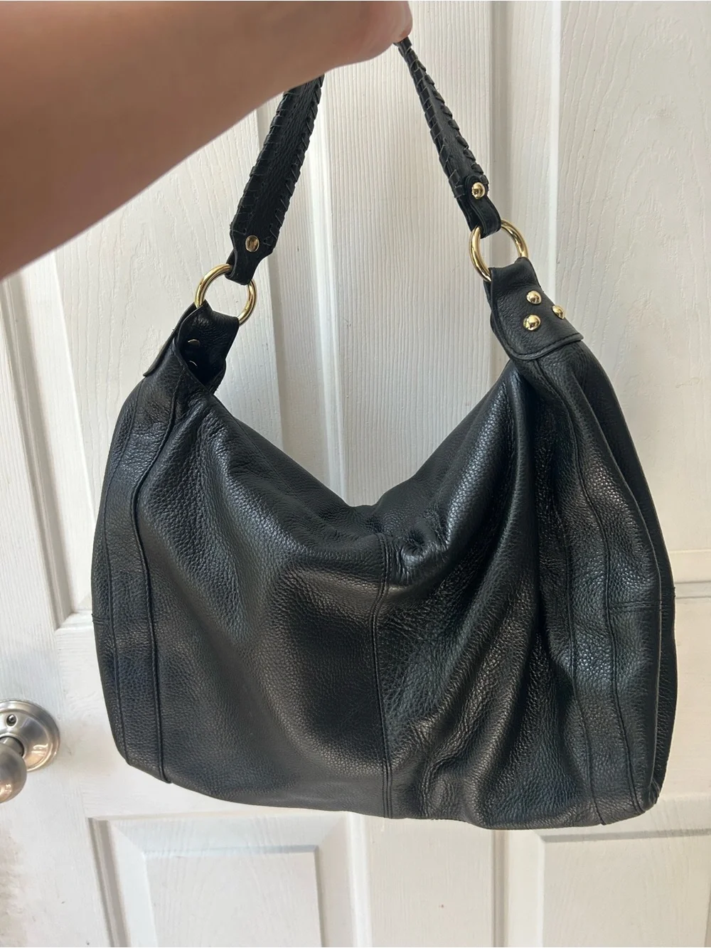 Onna Ehrlich Black Leather Hobo with Braided Strap and Tassel
